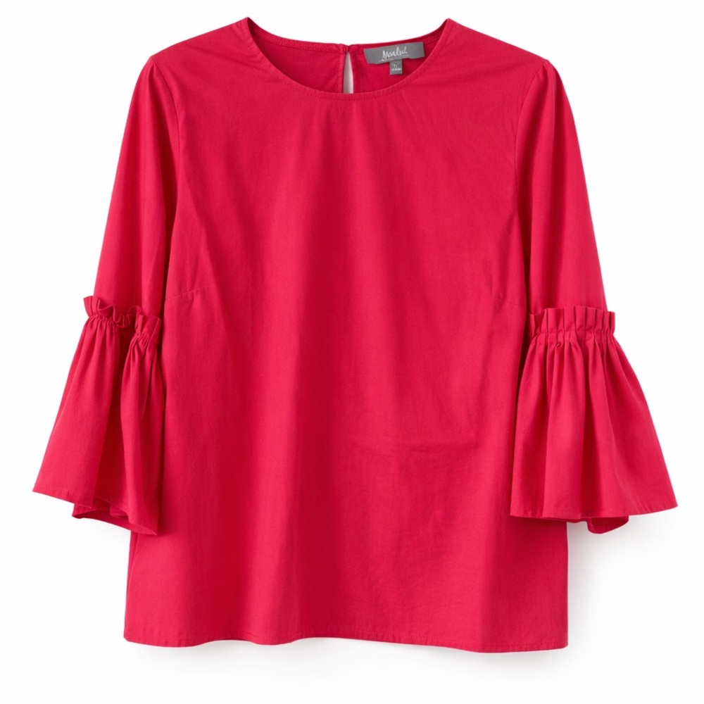 Marled Reunited Vibrant Pink Blouse with Ruffled Sleeves